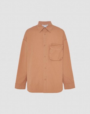 Urban Revivo Straight Oversized Men's Shirts Orange | EGIUFJY-38