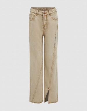 Urban Revivo Straight Women's Jeans Brown | KBRMZOG-60