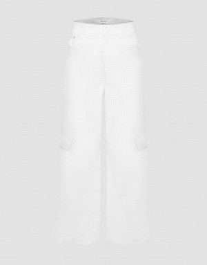 Urban Revivo Straight Women's Pants White | KXVCJOU-65