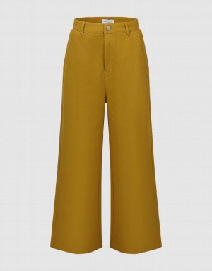 Urban Revivo Straight Women's Pants Yellow | YHXAGBV-92