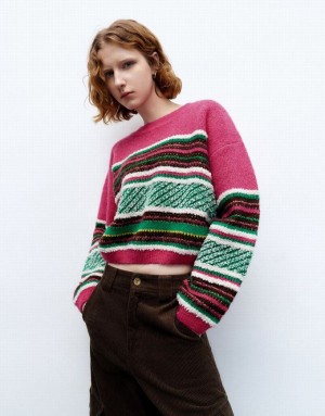 Urban Revivo Striped Crew Neck Women's Sweaters Multicolor | CPBEUTI-96