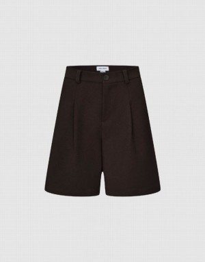 Urban Revivo Tailored Loose Women's Shorts Brown | HBCKGLA-92