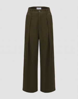 Urban Revivo Tailored Wide-Leg Women's Pants Green | WSFCQNG-71