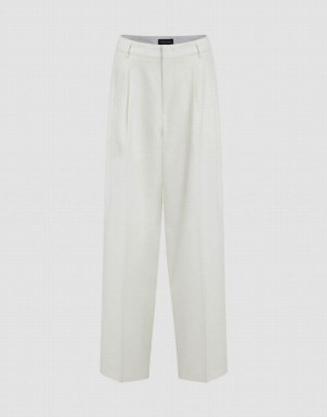 Urban Revivo Tailored Wide-Leg Women's Pants White | ERILYUQ-64