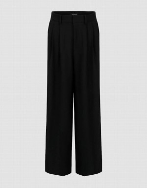 Urban Revivo Tailored Wide-Leg Women's Pants Black | UGILRPF-18