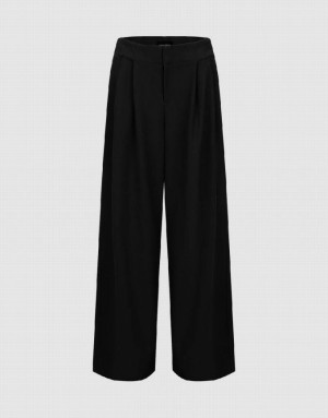 Urban Revivo Tailored Wide-Leg Women's Pants Black | FGMHYQJ-31