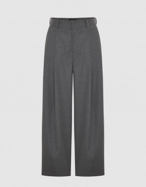 Urban Revivo Tailored Wide-Leg Women's Pants Dark Grey | JKODVCB-69