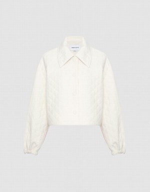 Urban Revivo Textured Button Up Women's Jacket White | CNUOELV-37