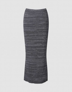 Urban Revivo Textured Long Knitted Women's Skirts Grey | FKECHQW-59