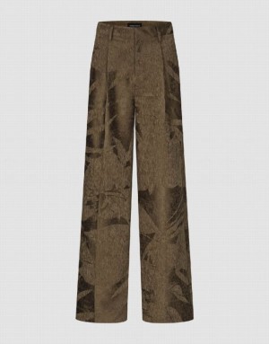 Urban Revivo Textured Wide-Leg Women's Pants Brown | WVTYEZH-96