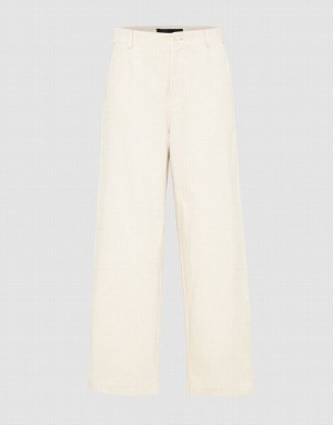 Urban Revivo Textured Wide-Leg Women's Pants White | DTVHKEX-83