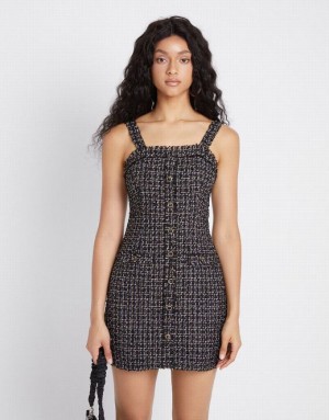 Urban Revivo Tweed Raw Hem Cami Women's Dress Multicolor | TJCMODE-87