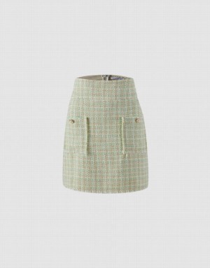 Urban Revivo Tweed With Pockets Women's Skirts Mint | MRAXBOP-95