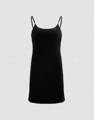 Urban Revivo U Neck Skinny Cami Women's Dress Black | UWJHCQF-17