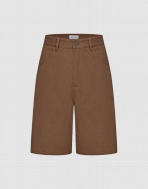 Urban Revivo Urban Regular Women's Shorts Brown | QFUDXHC-94