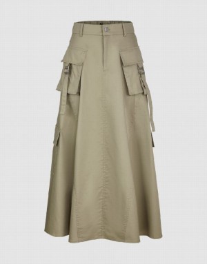 Urban Revivo Utilities Straight Women's Skirts Khaki | UPQCNYH-18