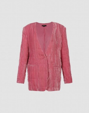 Urban Revivo V-Neck Straight Women's Jacket Pink | FCRHVAS-49