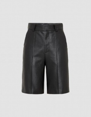 Urban Revivo Vegan Leather Straight Women's Shorts Black | CLKUBXR-45