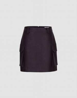 Urban Revivo Vegan Leather Mini A-Line Women's Skirts Brown | UBJQFRI-04