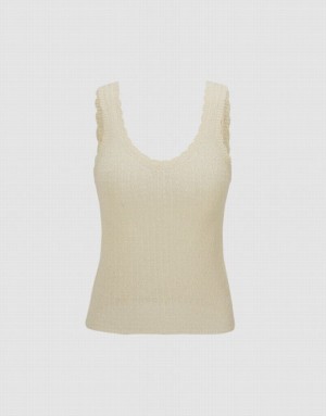 Urban Revivo Wave Trim Women's Camisole Beige | TCAUPYO-61