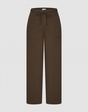 Urban Revivo Wide-Leg With Rope Women's Pants Brown | FHCBAVE-27