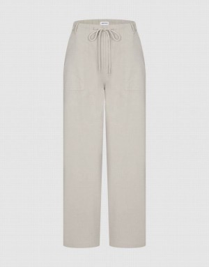 Urban Revivo Wide-Leg With Rope Women's Pants White | EKVIGWQ-68