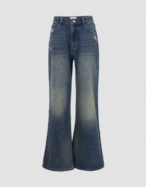 Urban Revivo Wide-Leg Women's Jeans Blue | ENVIXOJ-64