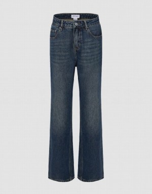 Urban Revivo Wide-Leg Women's Jeans Blue | RYEMSFO-29