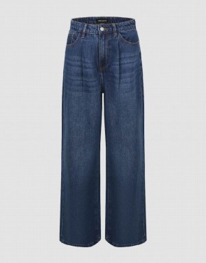 Urban Revivo Wide-Leg Women's Jeans Blue | ZNMVCYX-03