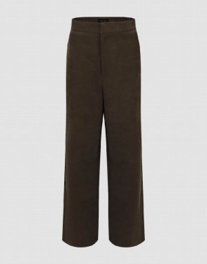 Urban Revivo Wide-Leg Women's Pants Brown | RZUOESB-32