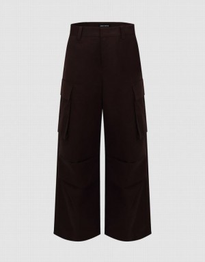 Urban Revivo Wide-Leg Women's Pants Brown | BADHKPF-51