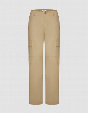 Urban Revivo Wide-Leg Women's Pants Khaki | GITVWJA-79