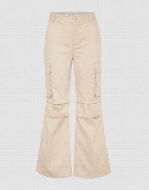 Urban Revivo Wide-Leg Women's Pants Khaki | EIXSAUC-15