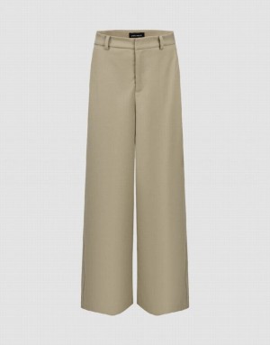 Urban Revivo Wide-Leg Women's Pants Khaki | LGHNODU-24