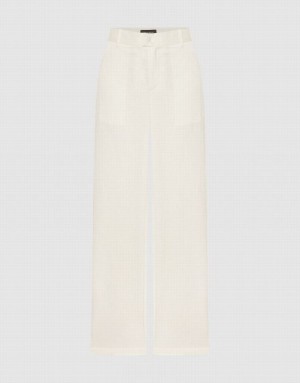 Urban Revivo Wide-Leg Women's Pants White | FYZURCS-69