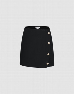 Urban Revivo Wrap Mini Women's Skirts Black | JIBWEHT-73