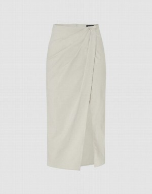 Urban Revivo Wrapped Straight Women's Skirts White | QAIRSFU-52