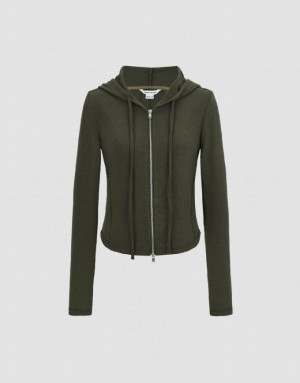 Urban Revivo Zipper Front Hooded Skinny Women's Jacket Grey | SBJHDIV-20