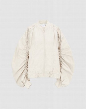 Urban Revivo Zipper Front Oversized Women's Jacket White | BIRQUSL-06