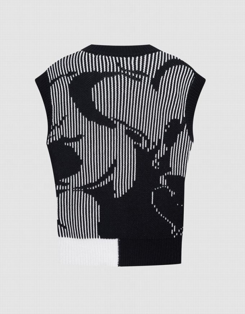 Urban Revivo Abstract Pattern Women's Tank Top Black | CONVZXT-73