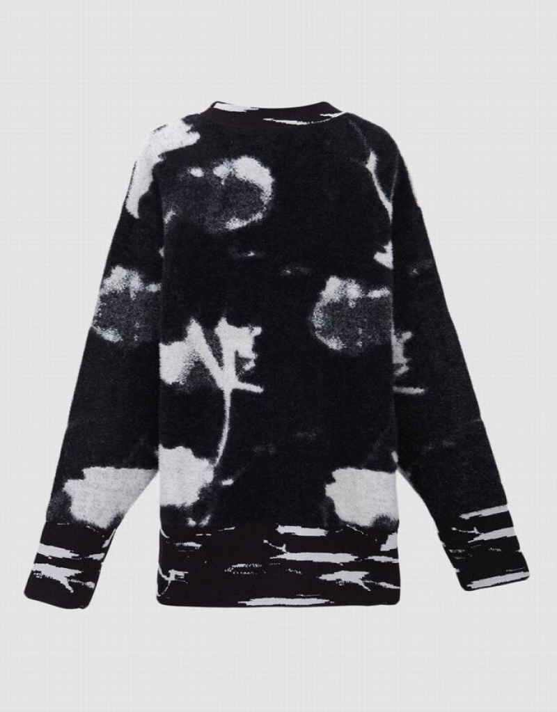 Urban Revivo Abstract Print Women's Sweaters Black | BECQYDA-84