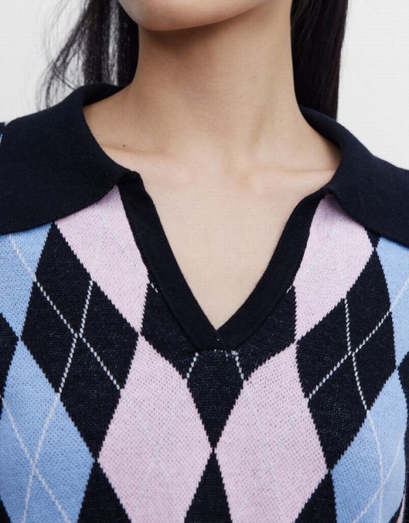 Urban Revivo Argyle Crop Women's Sweaters Multicolor | ZPGUSQK-01