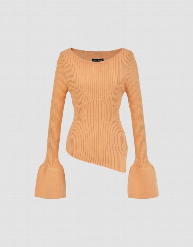 Urban Revivo Asymmetric Crew Neck Knitted Women's Cardigan Coral | TNSYOZC-13