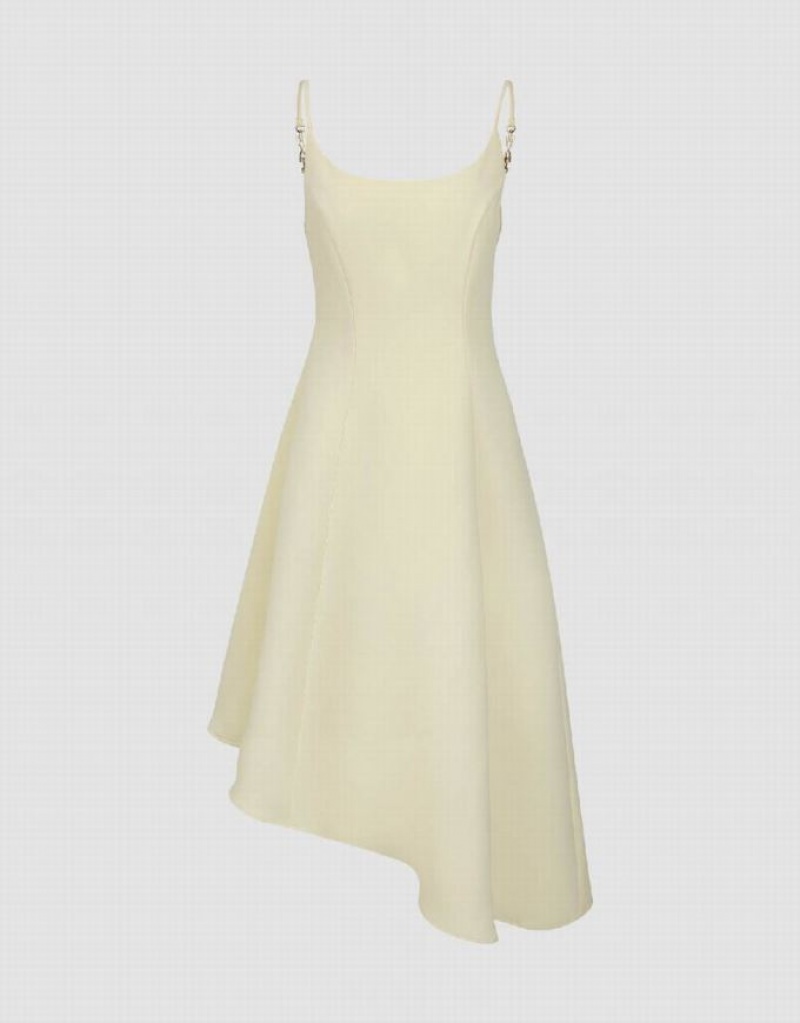 Urban Revivo Asymmetric Off-Shoulder A-Line Cami Women's Dress Yellow | USODIGB-95