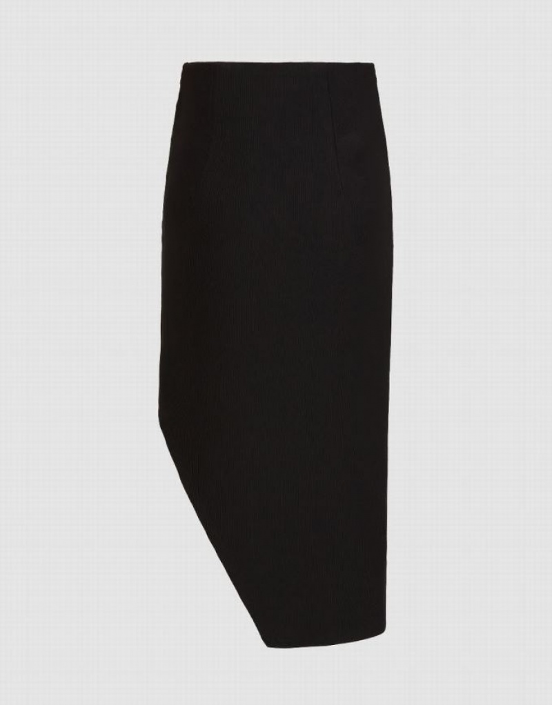 Urban Revivo Asymmetric Straight Women's Skirts Black | ZUHNRCW-68