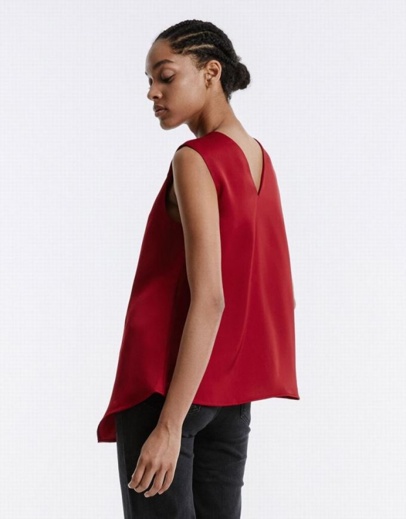 Urban Revivo Asymmetrical Hem Women's Blouse Red | PDIOVSL-97