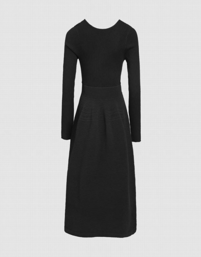 Urban Revivo Backless Midi Women's Knitted Dress Black | VSTPQGA-41