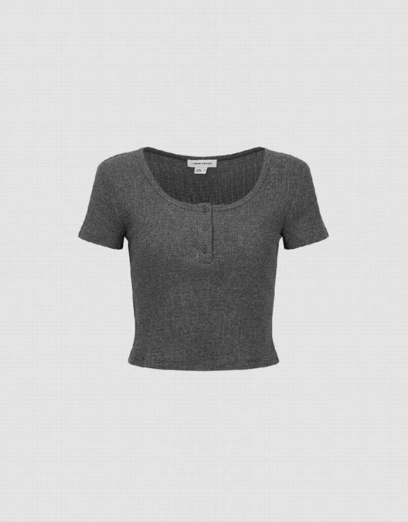 Urban Revivo Basic Crew Neck Women's T-Shirts Grey | ESWRAKP-72