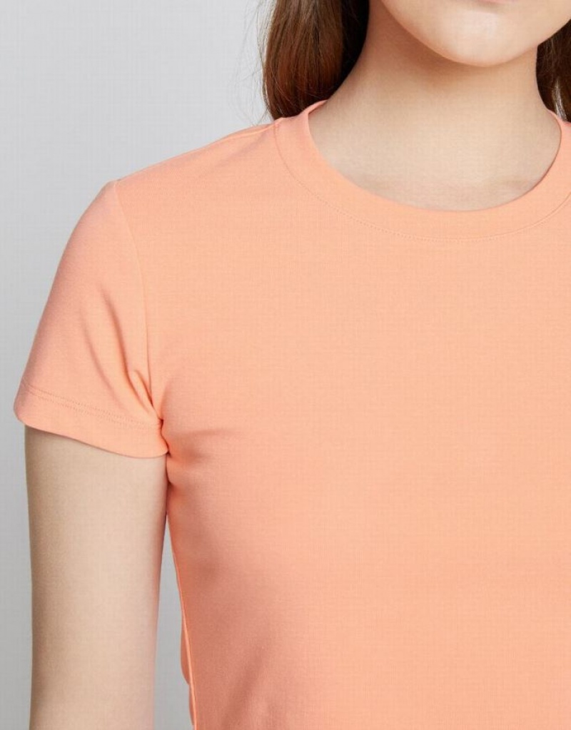 Urban Revivo Basic Fitted Women's T-Shirts Coral | RZCWDUY-16