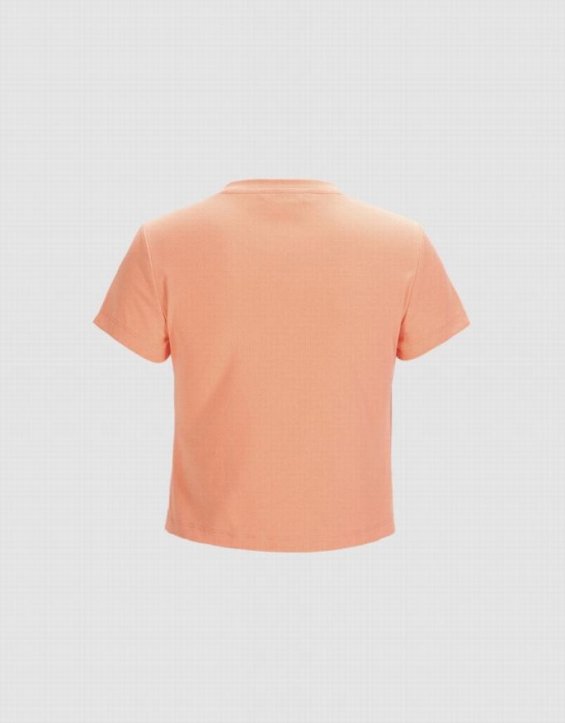 Urban Revivo Basic Fitted Women's T-Shirts Coral | RZCWDUY-16